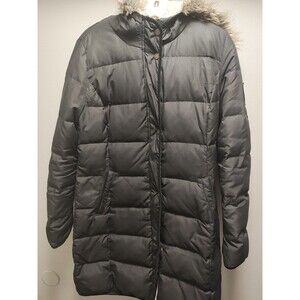 Lauren Ralph Lauren Womens Hooded Long Puffer Coat Sz M Down Fill Faux Fur Trim